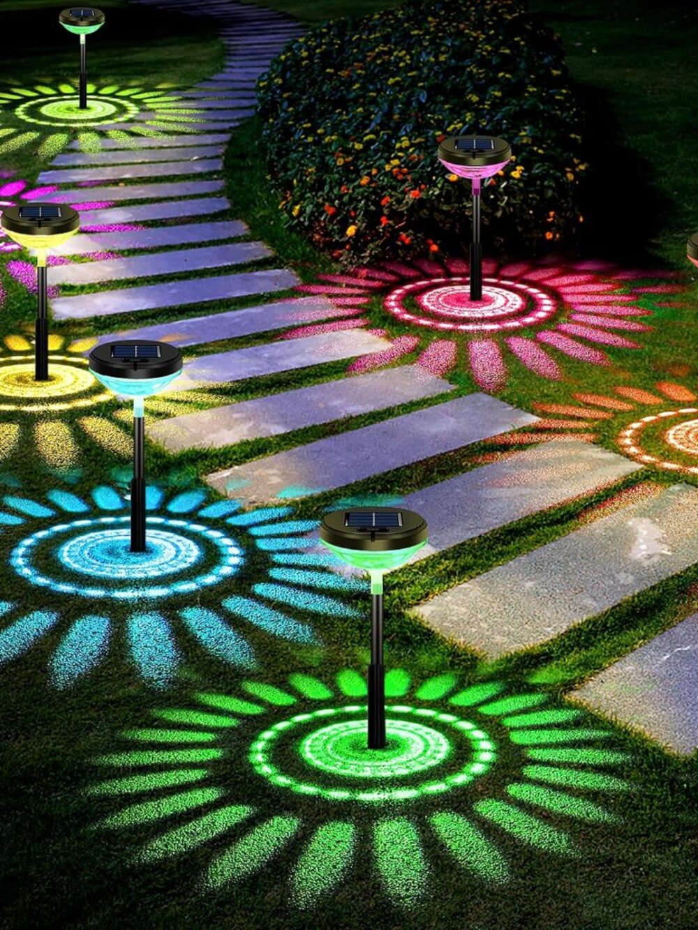 8 Pack Solar Pathway Lights, Multicolor & Warm White LED, IP67 Waterproof, Outdo